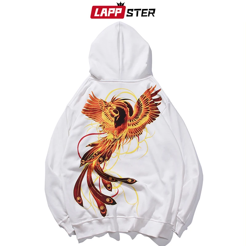LAPPSTER Couple Overszied Phoenix Harajuku Hoodies Mens Autumn Streetwear Hooded Hoodies Black Korean Fashions Sweatshirts
