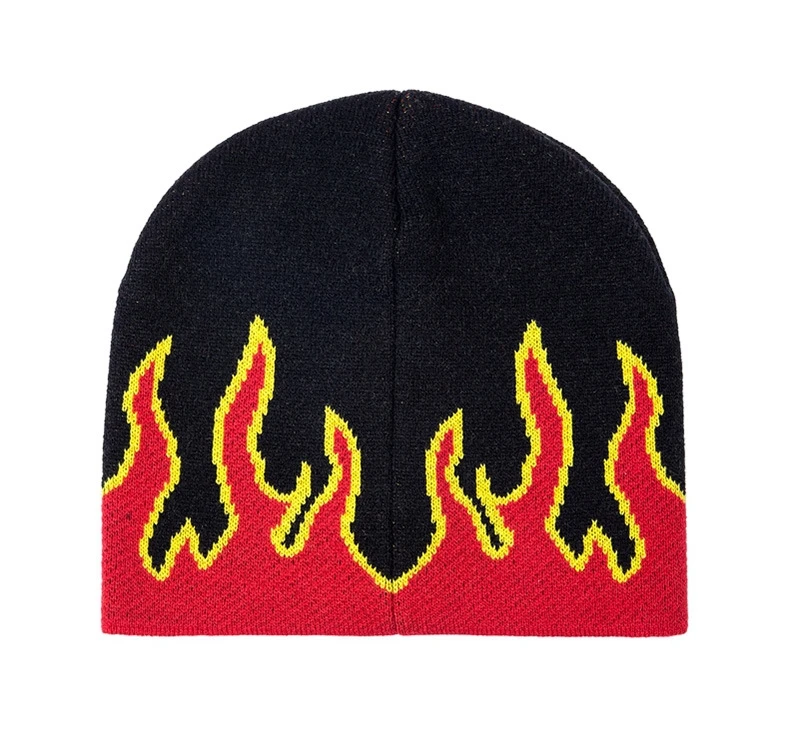 Красный ASAP ROCKY Flame Beanies Теплые Зимние головные уборы для мужчин и женщин женские часы Docker Skull cap вязаные хип-хоп осенние Skullies для улицы - Цвет: Красный