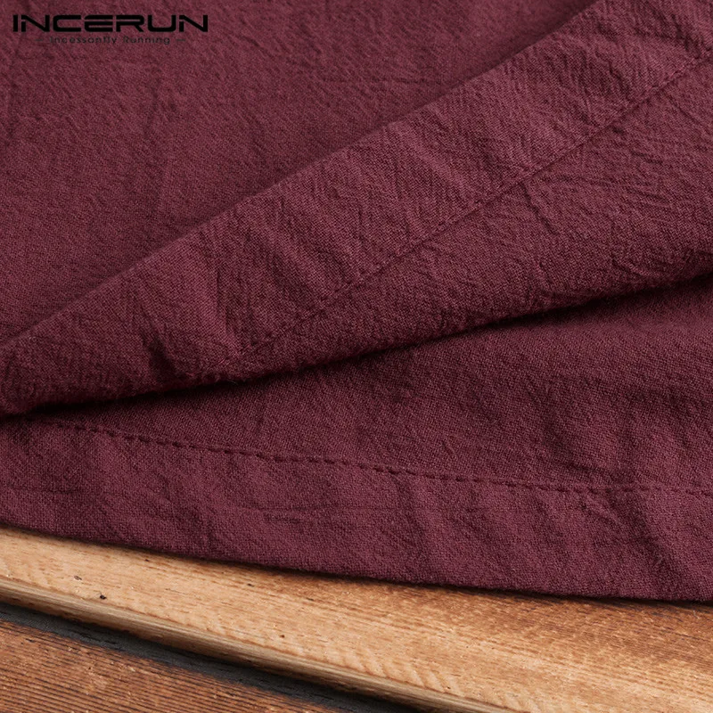INCERUN Vintage Men Cloak Cape Long Outerwear Hooded Cotton Solid Fashion Jakcets Loose Men Trench Coat Men Cosplay Costume