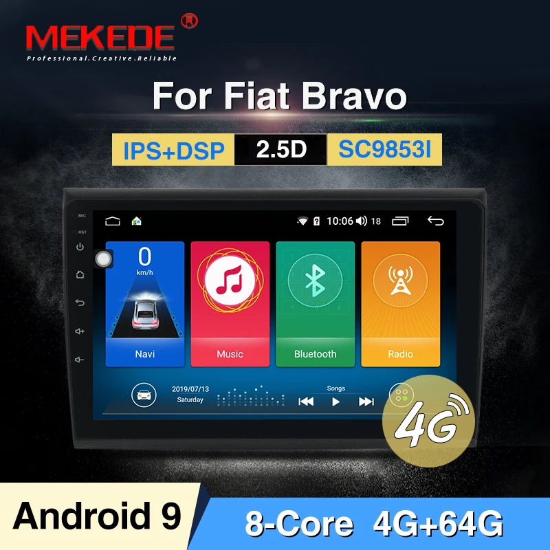 MEKEDE Android 9 0 4G + 64G 8 CORE 2 Din автомобильный dvd мультимедийный плеер gps аудио для Fiat Bravo