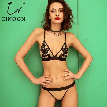 

CINOON Sexy Lace Bralette 3/4 Cup Bra Sets Underwear For Women Wire Free Thin Lingerie Set Breathable Comfortable intimates