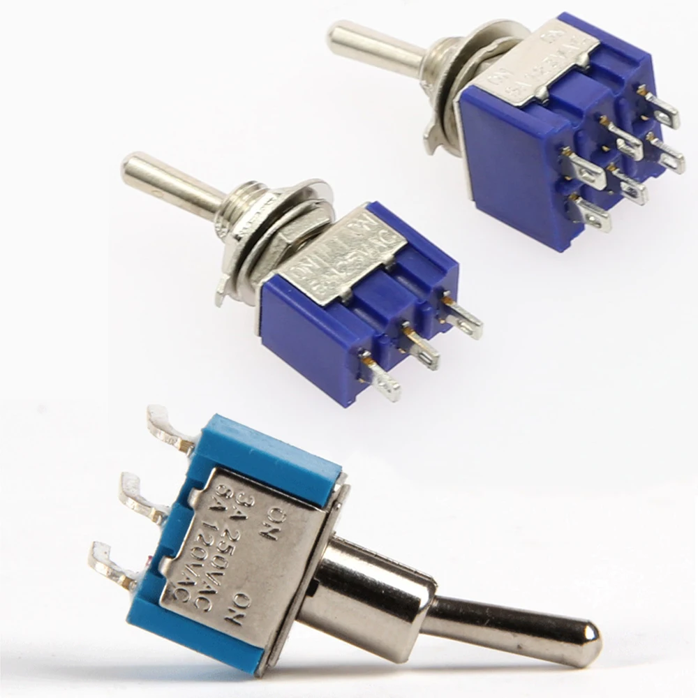 Interruptor de palanca en miniatura de 6mm, Mini interruptor de doble Polo, impermeable, inteligente, microinterruptor, aparatos electrónicos, 6A, 2 uds.