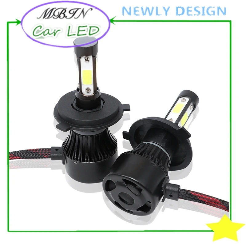 Все в одном MBIN M4 4 боковые фары Hi/lo луч H4 12000LM 72 Вт светодиодные фары комплект дальнего света передняя противотуманная фара recap