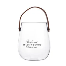 Уникальная шикарная стеклянная банка для хранения в скандинавском стиле, бутылка с кожаной ручкой, Минималистичная настольная бутылка для хранения, органайзер для цветочной вазы, контейнер L