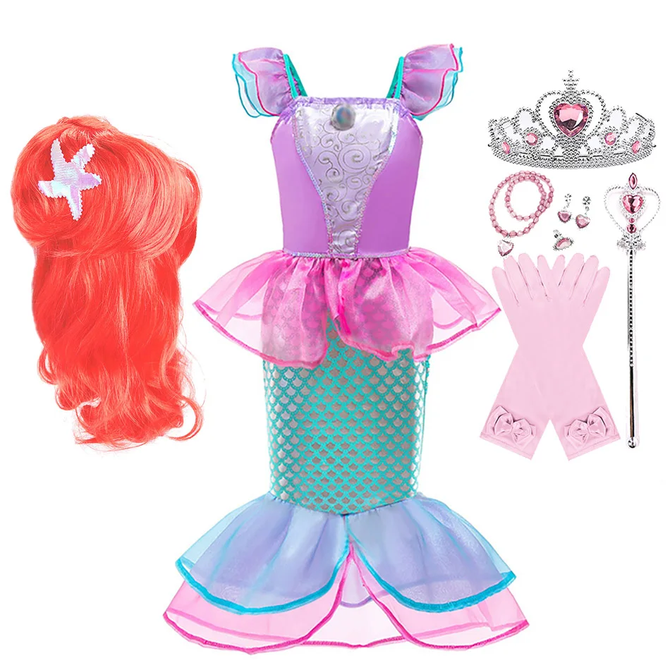 Girls Little Mermaid Dress Kids Ariel Costume Children Princess Dress Fancy Baby Girl Mermaid Birthday Party Costume 3-10 Years skirt for baby girl Dresses