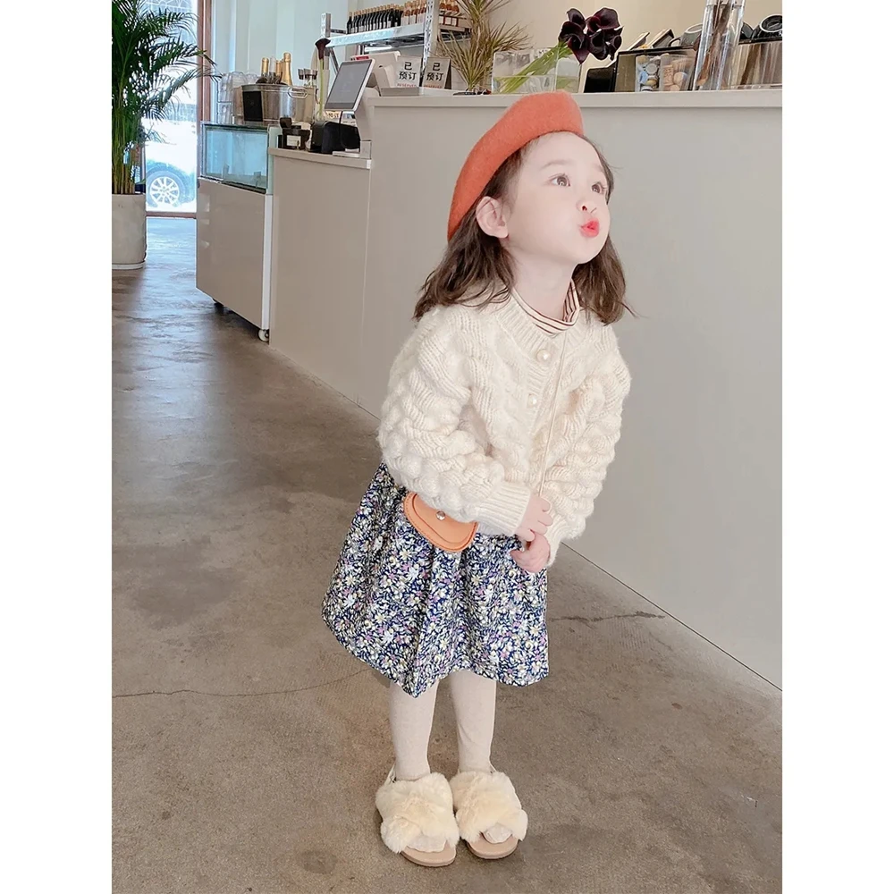 Suéter de punto para niña, chaqueta de redondo con botón de perla sólida, suéteres para niño pequeño, abrigo para niña, prendas de vestir exteriores 8|Chaquetas y abrigos| - AliExpress