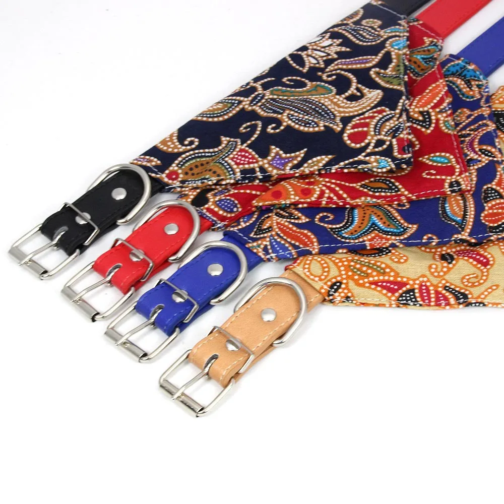 Pet Bohemian Style Dog Collar Leather Triangular Binder Adjustable Dogs Cats Collars Control Handle Training Pet Puppy Collar