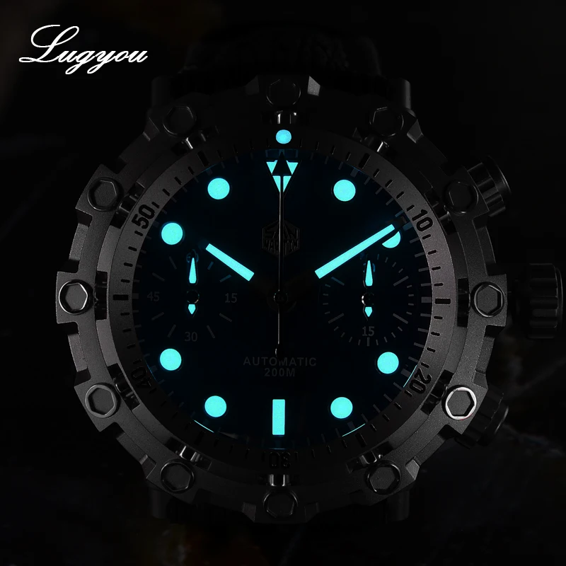 Lugyou San Martin Осьминог дайвер часы Титан класс 5 Автоматический ETA 7753 сапфир куполообразная Акула кожа 200 м Водонепроницаемость BGW9