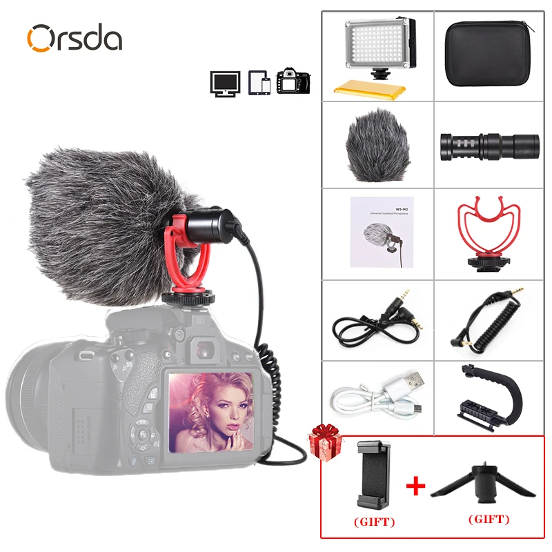 

Orsda WS-M2 Universal Microphone 3.5mm Microfone Video Recording Digital SLR Camera Mic Zoom Canon Nikon Smartphone iPhone