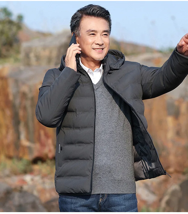 Winter Dad Cotton-padded Jacket Mid-length Thick Cotton Coat 40-Year-Old 50 Middle-aged MEN'S Cotton-padded Coat Men's