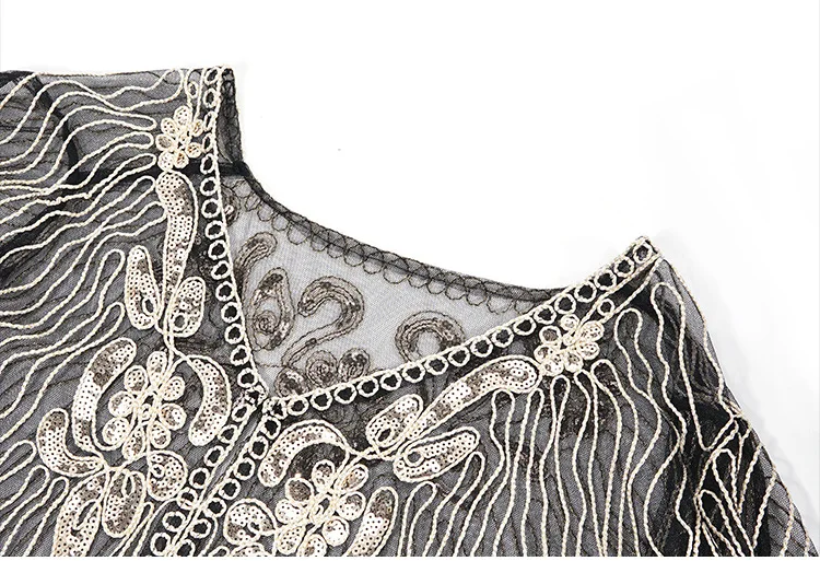Винтажная шаль 1920 s, расшитая блестками и бисером, короткая накидка, украшенная бисером, Гэтсби, вечерние, сетчатые, короткие, накидка, Аксессуары для платья DT1636