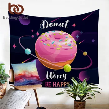 

BeddingOutlet Donut Wall Tapestry Dessert Planet Wall Hanging Tapestry Cartoon Wall Blanket Carpet Art Pink toalla Tapisserie