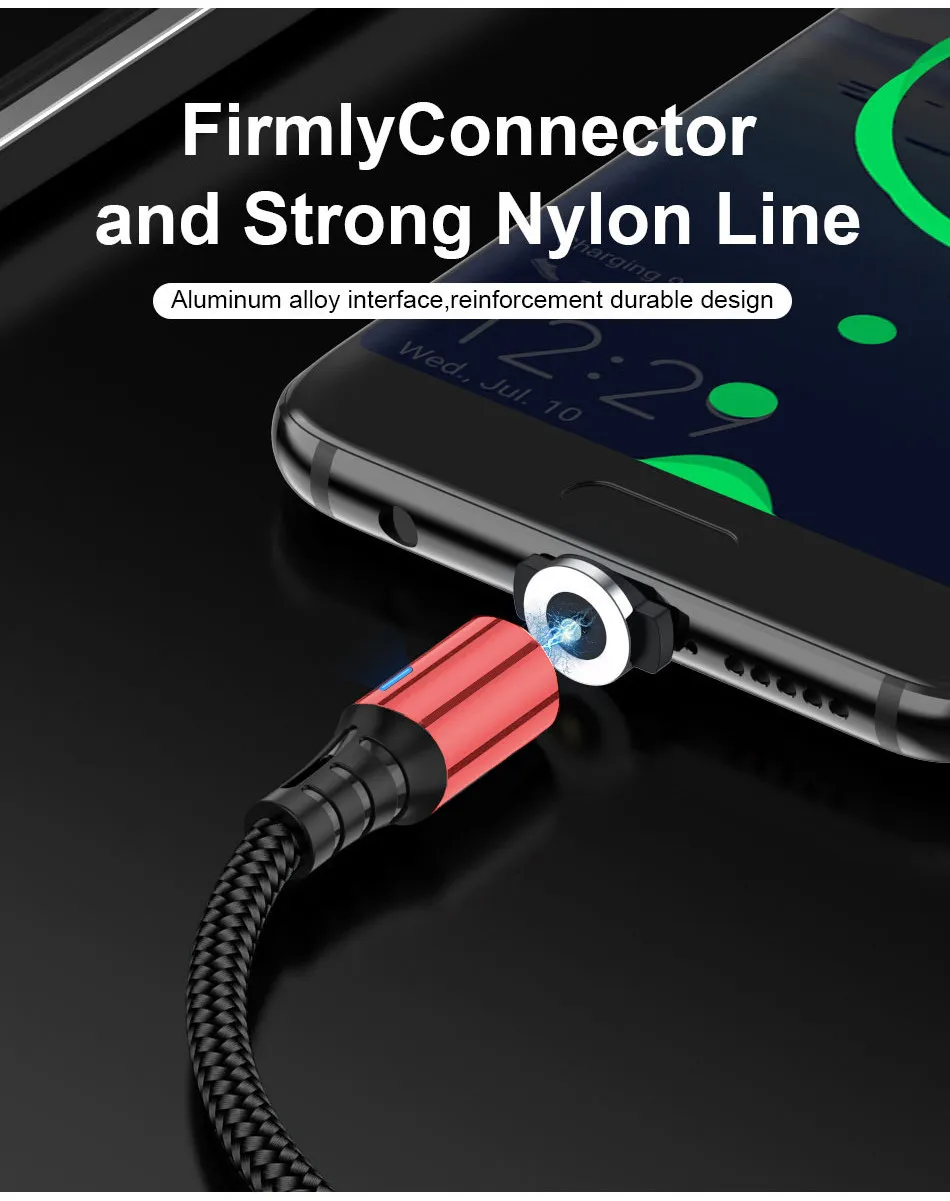 USLION 2 м Магнитный кабель Micro usb type C кабель для быстрой зарядки для iPhone 11 samsung магнитное зарядное устройство USB кабель Шнур для мобильного телефона
