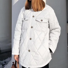 

Floy Fashion Argyle Turn Down Collar Parkas Women Elegant Single Breasted Pockets Coats Women Solid Cotton Jackets Ladies