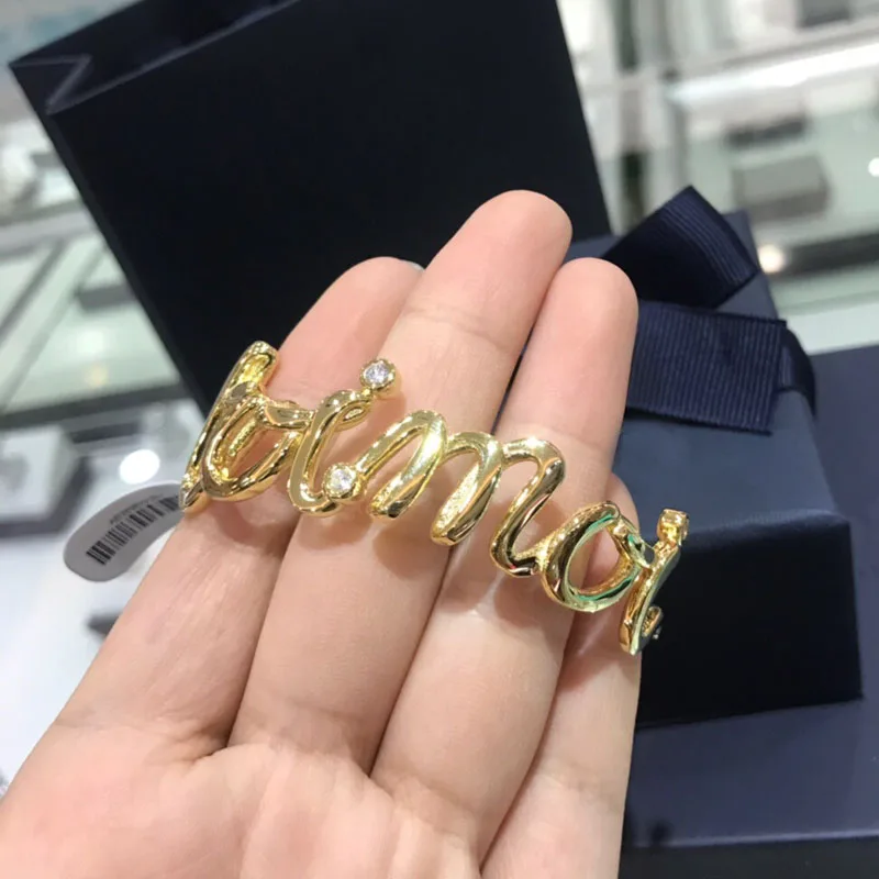 UMGODLY роскошный бренд желтого золота цвет буквы Toimoi открытый манжеты Toi Et Moi браслет женские ювелирные изделия с бриллиантами