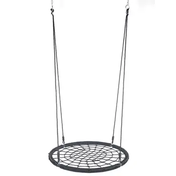 

40" Spider Web Swing Nylon Rope Swivel Tree Net Assembled Black