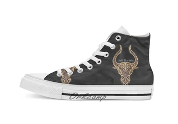 

Rustic Taurus Zodiac Sign on Black Custom Casual High Top lace-up Canvas shoes sneakers Drop shipping