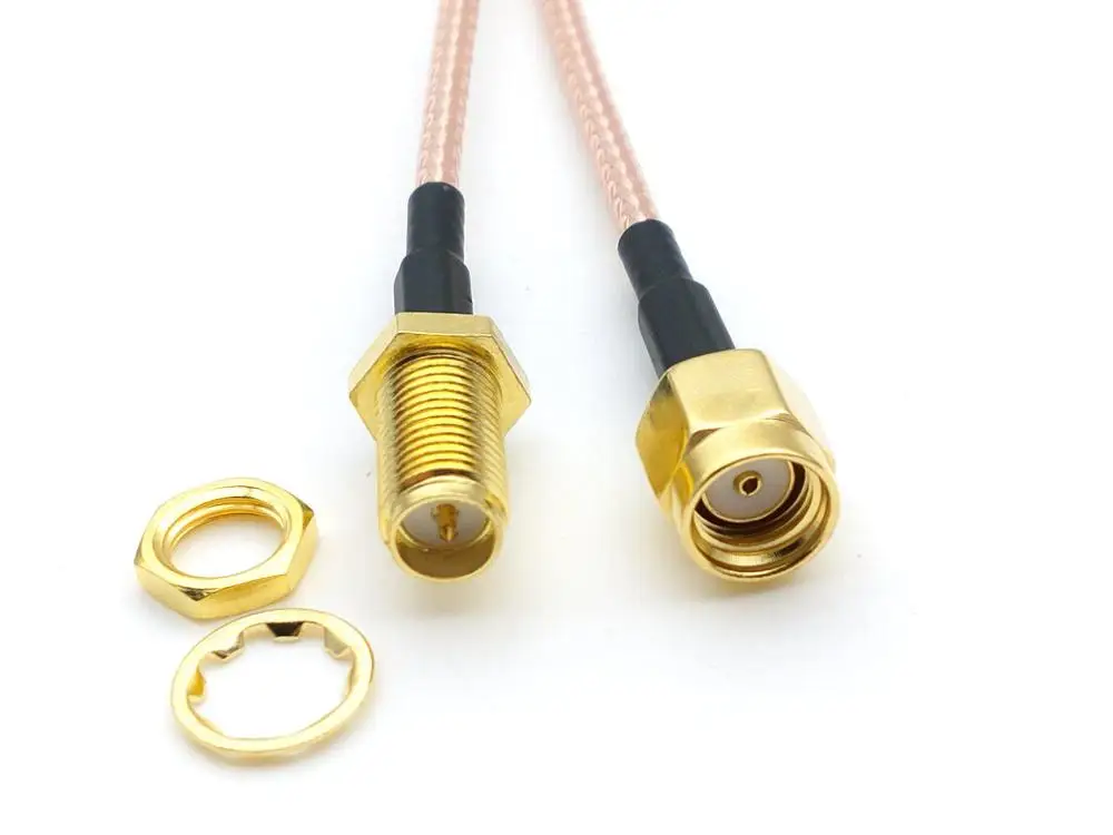 100pcs Cable RG316 RP-Sma male (no pin) to RP-Sma female (with pin) connector