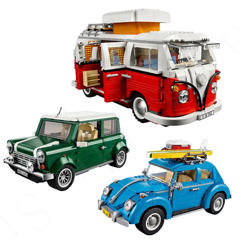 

New Creator Retro Car Toy Technic Series Cooper T1 Camper Van Light Set Car Blocks Kids Toys For Children Legoinglys 10220 10242