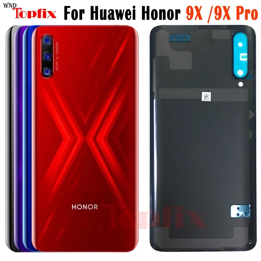 huawei honor 9x задняя крышка батарейного отсека Дверь Задняя стеклянная крышка корпуса huawei honor 9X Pro Крышка батарейного отсека с объективом камеры