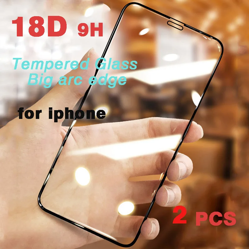 2PC 18D Curved Big arc Edge For iPhone 7 8 6 6S Plus 11 Pro Screen Protector X XR XS Max Full Cover Protective Glass Film | Мобильные