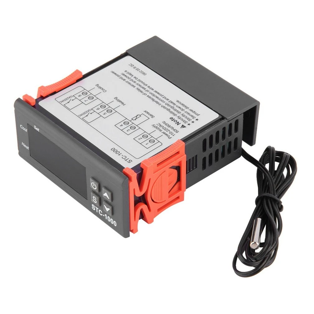 Черный цифровой STC-1000 12 V/24 V 110-220v мультицелевой терморегулятор Термостат с датчиком инструмент диагностики