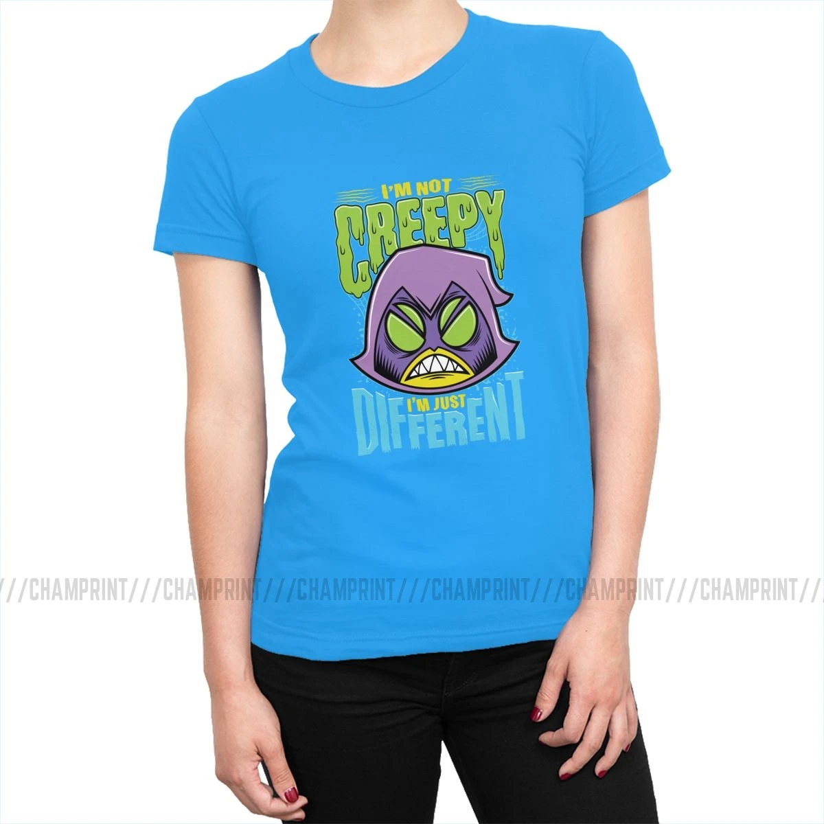 Teen Titans Go Raven Not Creepy I'm Different футболки для женщин Harajuku футболка с круглым вырезом Топ Новинка Женская одежда - Цвет: Мятный