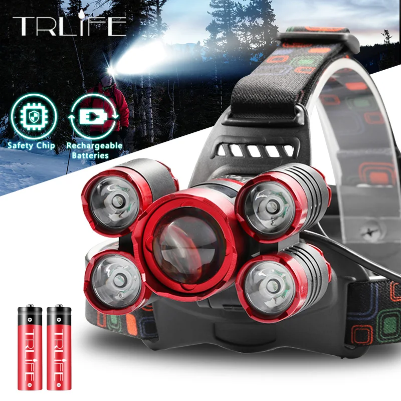 UK Rechargeable 90000LM XML T6 LED Head Torch Fishing Headlamp Light Zoom Lamp 