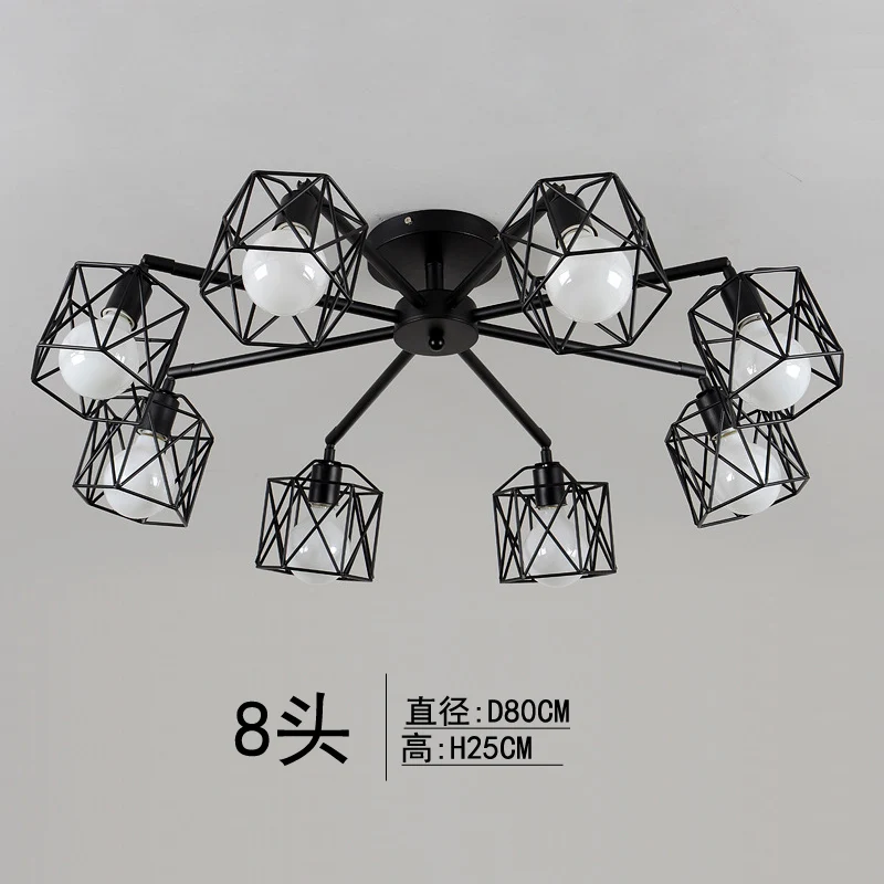 Nordic retro ceiling lamp multi-bar forged iron ceiling lamp E27 light bulb corridor living room, bedroom, dining room lamps
