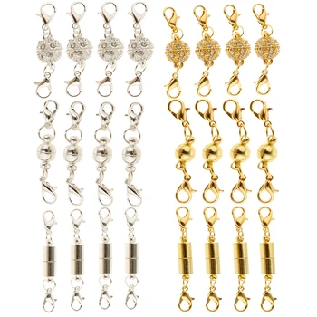 

Pack of 24pcs Gold Color and Silver Color Magnetic Lobster Clasp Crystal Ball Cylinder Design for Jewelry Making