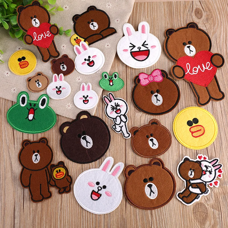 

50pcs/lot Embroidery Patches LetterClothing Decoration Accessories Cute Animals Rabbit Frog Bear Diy Iron Heat Transfer Applique