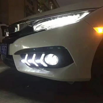 

CSCSNL 1Pair turning Signal Car LED DRL Daytime Running Lights style 12V with Fog Lamp hole For Honda Civic 10th 2016 2017 2018