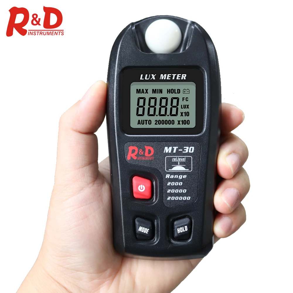 NEW R&D MT30 Lux Meter 0~200000lux Light Meter Illuminometer Lux/fc Photometer Tester Enviromental Testing Black Luxmeter