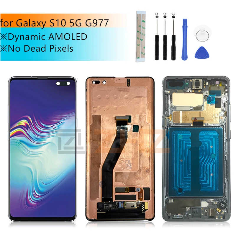Для Samsung Galaxy S10 5g lcd G977 сенсорный экран дигитайзер в сборе с рамкой G977B G977U G977N