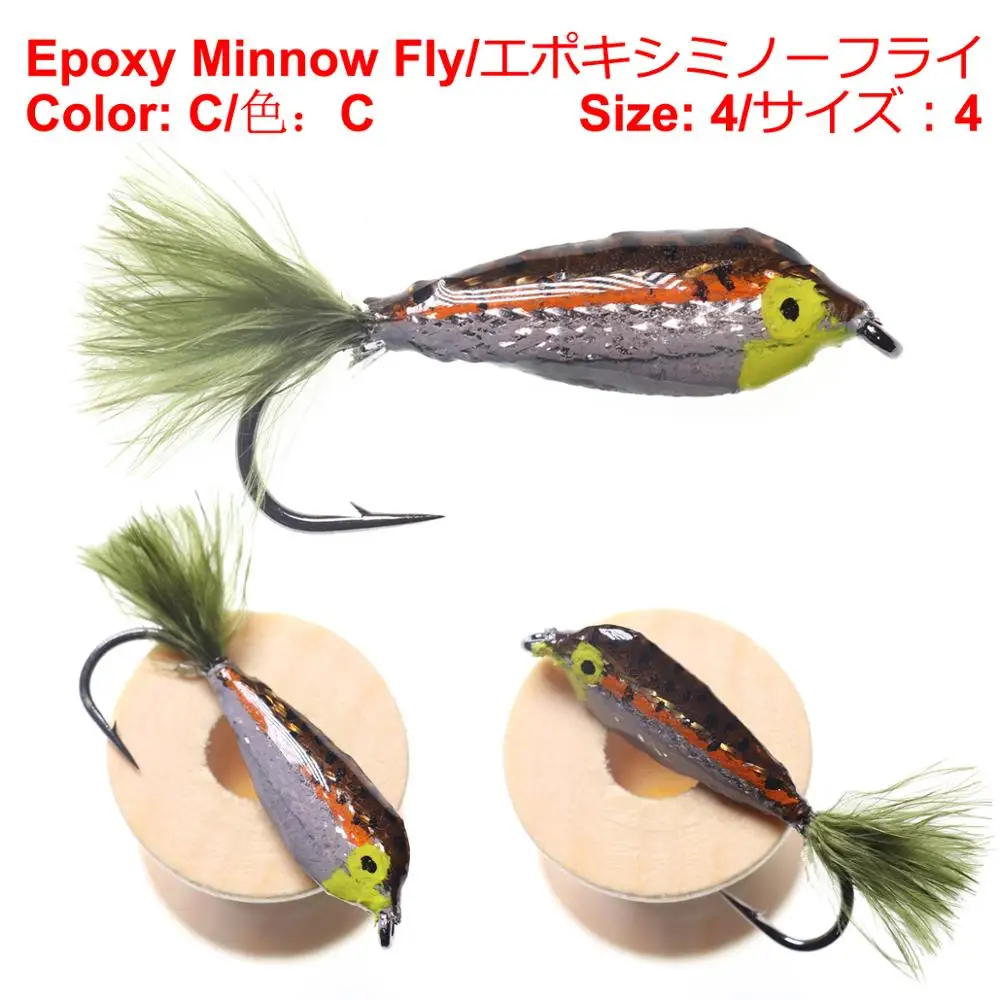 Fishing Lure 4PCS Epoxy Minnow Streamer Fly 6 Colors
