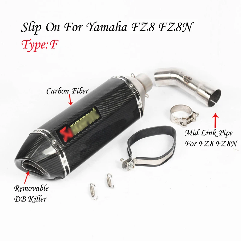 51mm Slip On For FZ8 FZ8N Motorcycle Exhaust System Pipe Muffler Pipe& Middle Mid Pipe Connecting Link Pipe For Yamaha FZ8 FZ8N