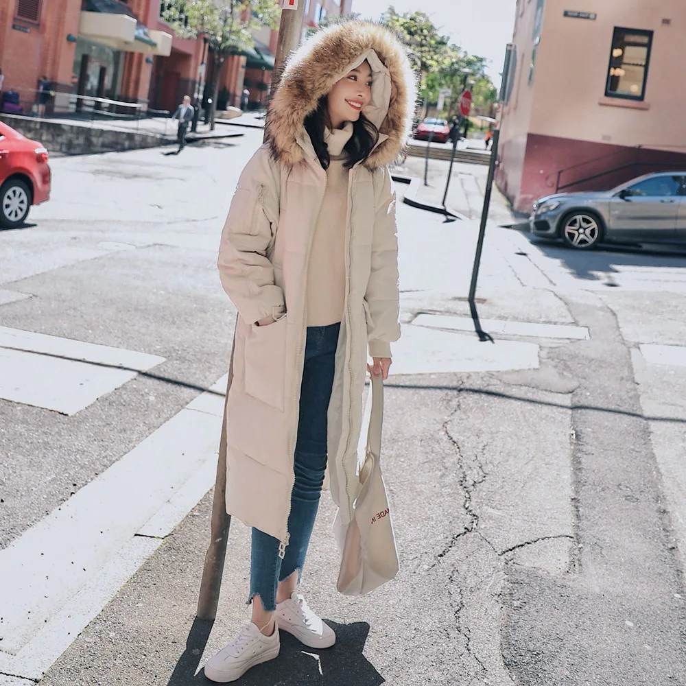 

Photo Shoot 2018 Winter New Style Retro Fashion CHIC-Style Long Large Pocket Hooded Fur Collar Cotton-padded Clothes Cotton Coat