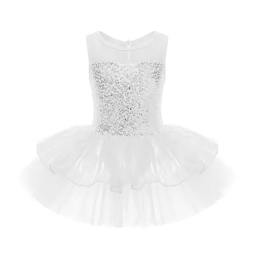 Child Tutu Ballet Dress Girls Ballerina Tulle Costume Sequins Mesh Splice Bowknot on Waist Gymnastics Leotard Kids Dancewear - Image 10
