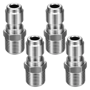 

4 Packs NPT 3/8 Inch Stainless Steel Quick Connector Pressure Washers Coupler Nipples Plug Male Fitting