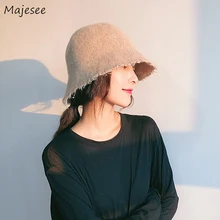 Женские шапки-ковш из смешанной шерсти, однотонные, высокое качество, элегантные, для защиты от солнца, подходят ко всему, женская шляпа в Корейском стиле, шикарная, повседневная, женская