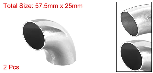 57.5x25x1mm Uxcell, 2 шт., фитинг из нержавеющей стали 304, длинный радиус, 90 градусов, локоть, стыковая сварка, 5/8 дюйма до 1-1/2 дюйма, диаметр 1-1,5 мм, толщина - Цвет: 57.5x25x1mm