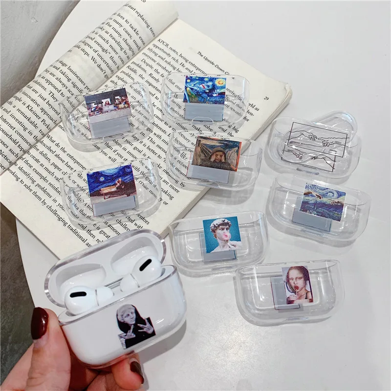 Модный художественный абстракционный узор для Airpods Pro Чехол прозрачный жесткий Bluetooth наушники защитный чехол для air pods Pro