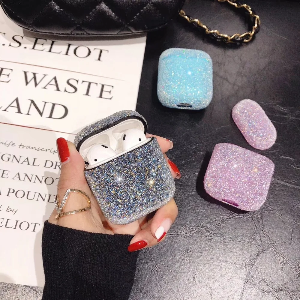 

Luxury Bling Matte Earphone Case for Apple Air Pods Cover Universal PC Wireless Bluetooth Headphone Case Shiny Gift Earbud Case