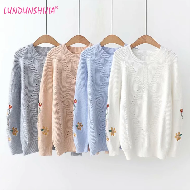 LUNDUNSHIJIA Женские Вязаные Пуловеры Свитера 2019 осенние модные свитеры с длинным