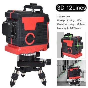 

IP54 12 Lines 3D Green Laser Level Self-Leveling 360 Degre Horizontal And Vertical Cross Lines Green Laser Line With Battery