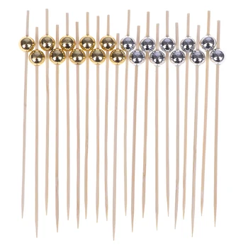 

100pcs fruit sign bamboo stick cocktail sushi burger bamboo stick beaded silver bead sign fancy fruit sign party tableware