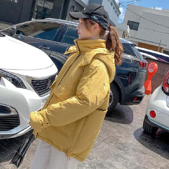 

2019 down Jacket Large Size Dress Korean-style Loose-Fit INS Students down Coat CHIC Cotton-padded Clothes Fat Mm