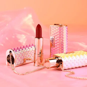 

Brand Creative Leather Bag Style Matte lipstick Beauty Velvet Nude Tint Lips Cosmetics Lip stick Maquiagem Make up Red batom