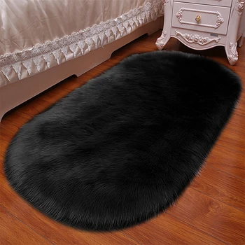 

Solid Carpet Rectangle Home Decor Faux Fur Shaggy Non Slip Living Room Floor Mat Super Soft Modern For Bedroom Washable Area Rug