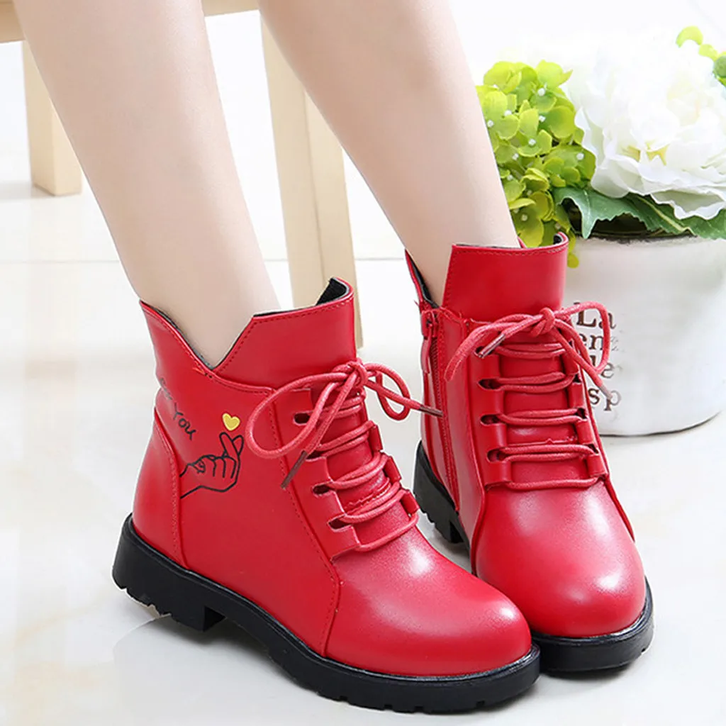 Children Baby Girls Princess Casual Shoes Leather Winter Cotton Warm Boots Toddler snow Boots Soft Sole Slip-On Princess Shoes